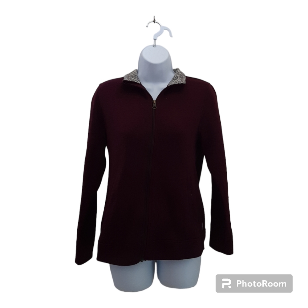 Eddie Baurer Women's Full Zip Light Fleece Jacket, Maroon